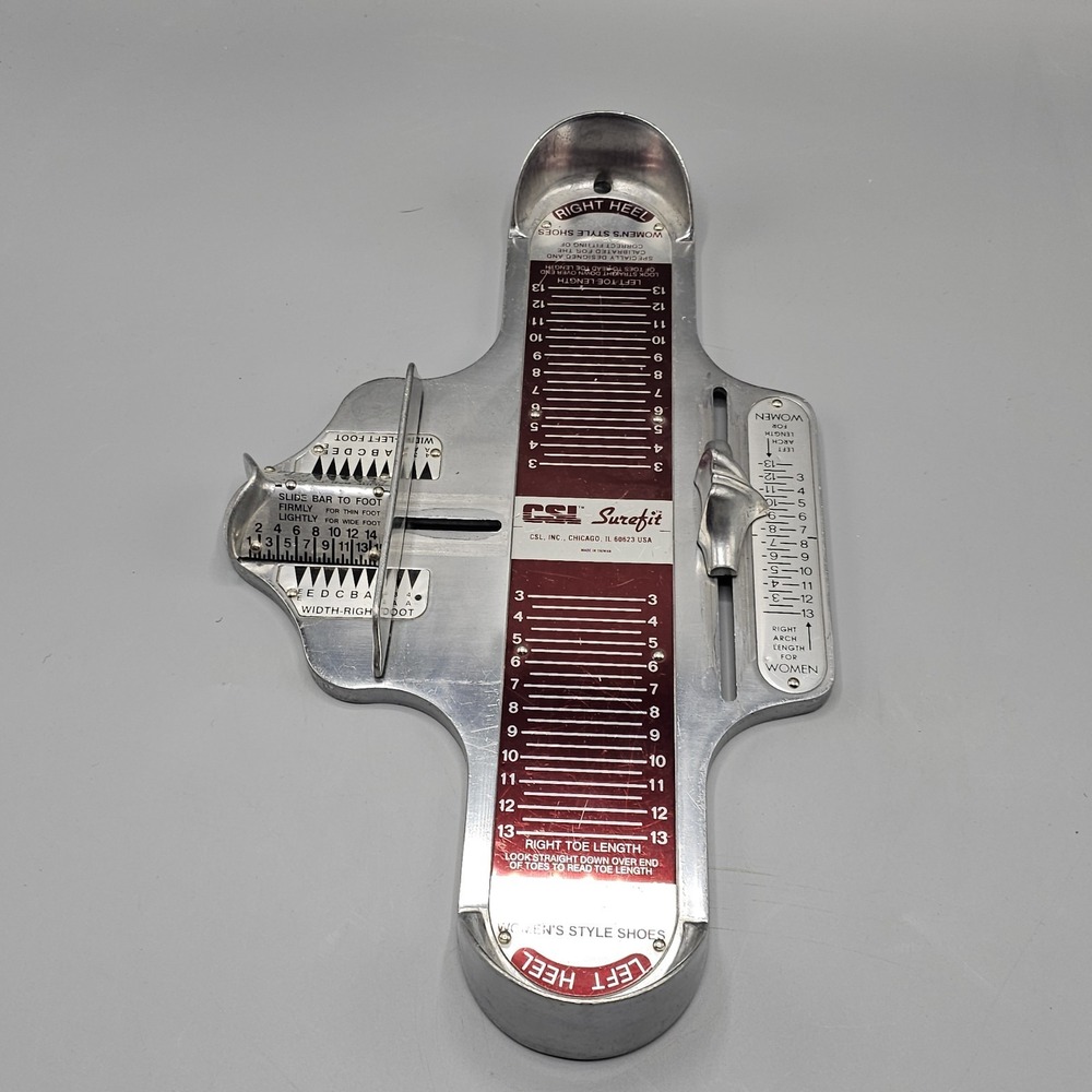 Vintage CSL Surefit Brannock Device Foot Measurer Women's Foot Sizer Chicago
